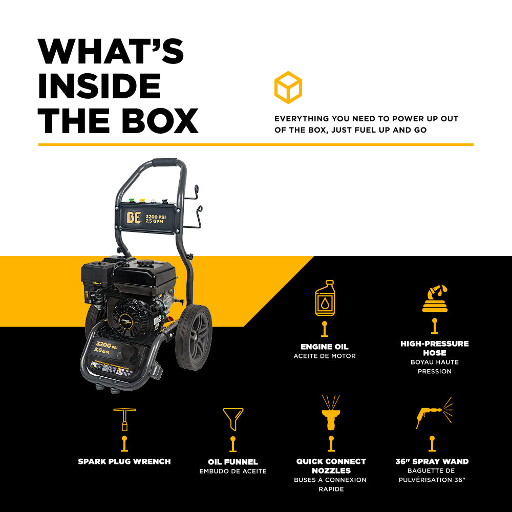 3,200 PSI 2.5 GPM Cold Water Gas Pressure Washer - BE327PX
