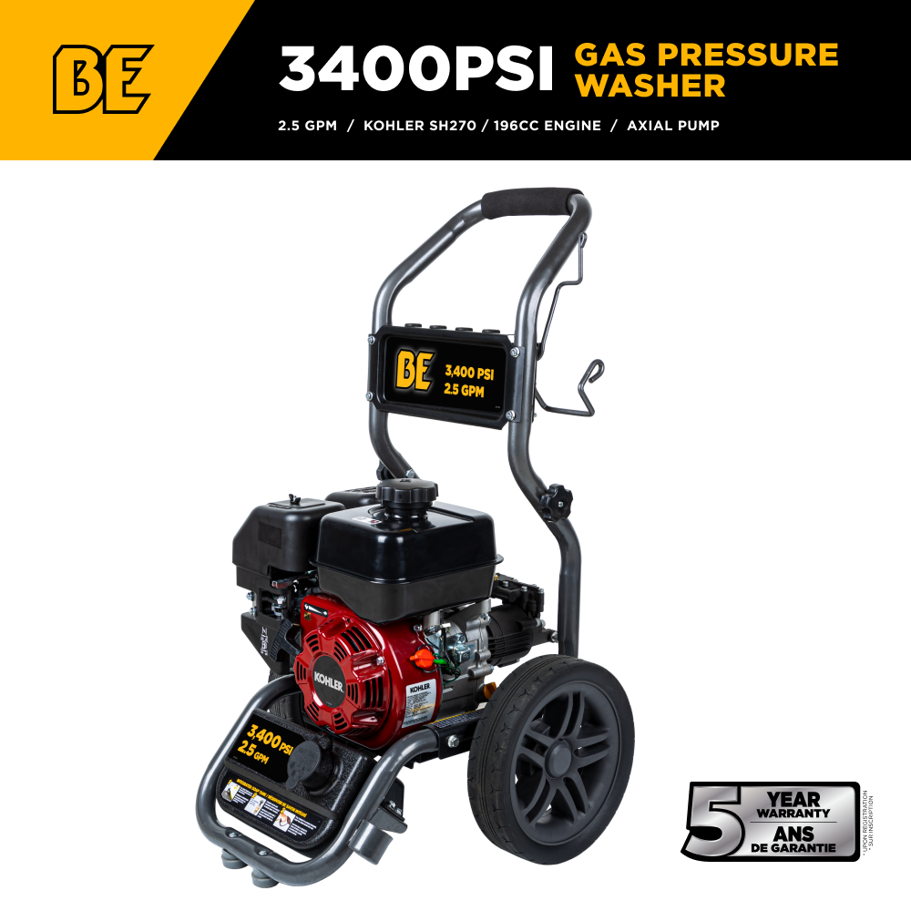 3,400 PSI 2.5 GPM Cold Water Gas Pressure Washer - BE3465KX