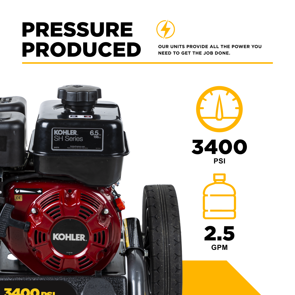 3,400 PSI 2.5 GPM Cold Water Gas Pressure Washer - BE3465KX