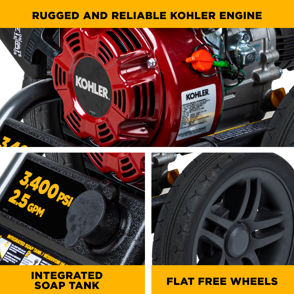 3,400 PSI 2.5 GPM Cold Water Gas Pressure Washer - BE3465KX