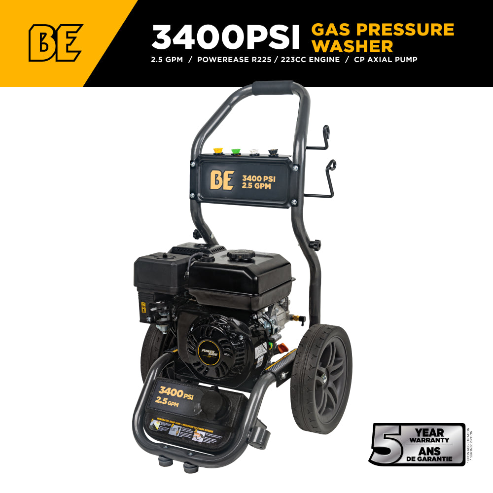 3,400 PSI 2.5 GPM Cold Water Gas Pressure Washer - BE3475PX