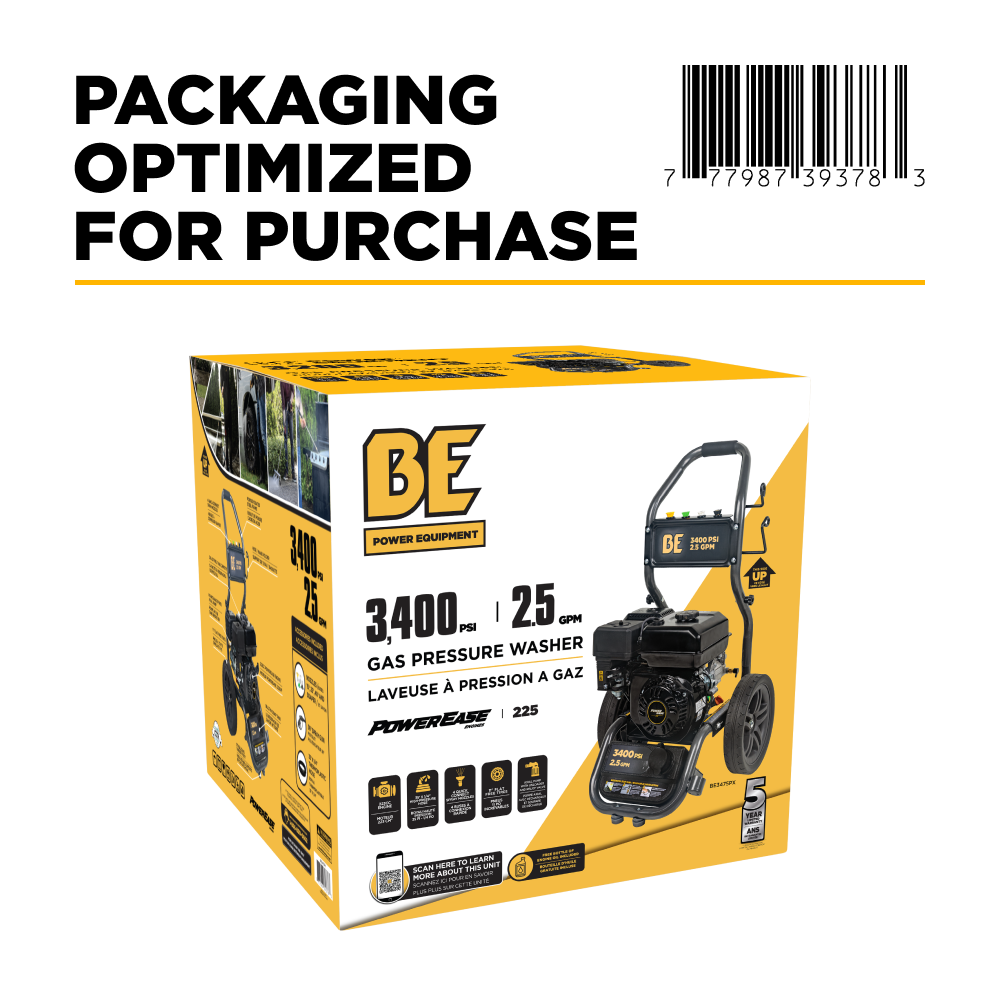 3,400 PSI 2.5 GPM Cold Water Gas Pressure Washer - BE3475PX