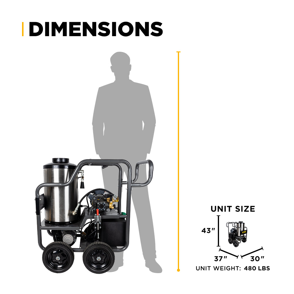 2,000 PSI - 3.5 GPM Hot Water Electric Pressure Washer with Triplex Pump - HW205EBA