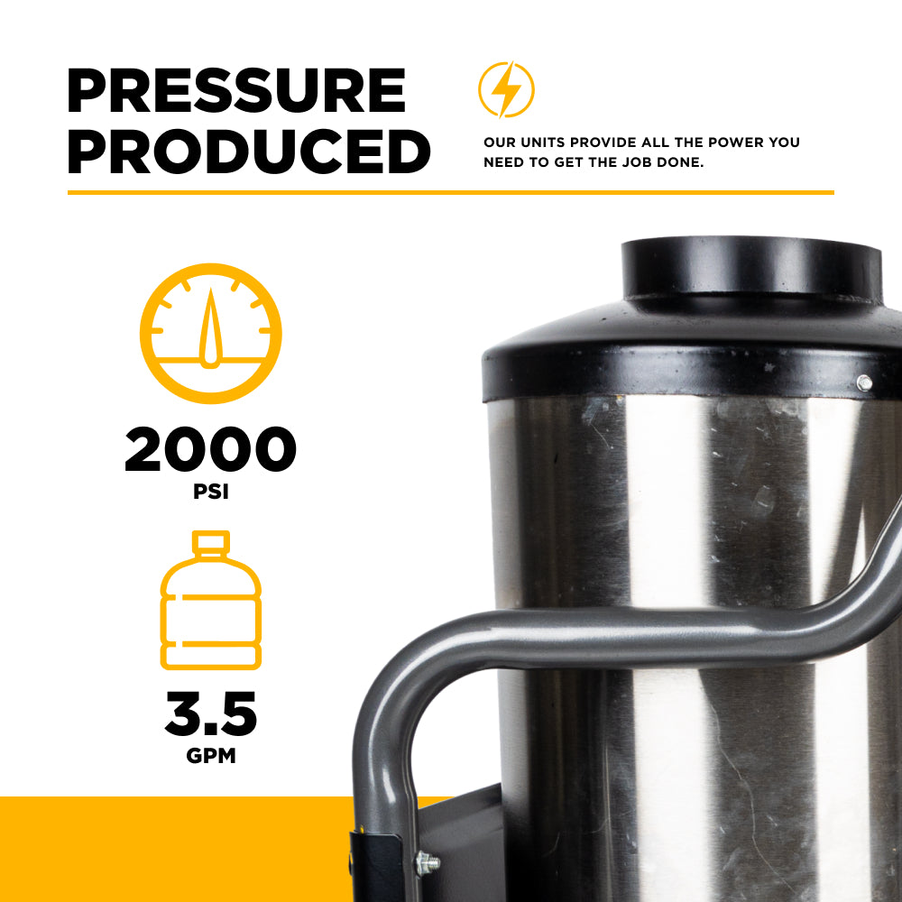 2,000 PSI - 3.5 GPM Hot Water Electric Pressure Washer with Triplex Pump - HW205EBA