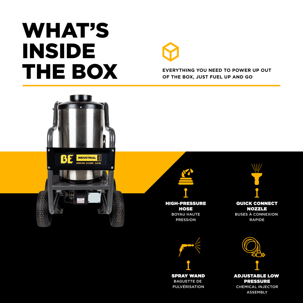 2,000 PSI - 3.5 GPM Hot Water Electric Pressure Washer with Triplex Pump - HW205EBA