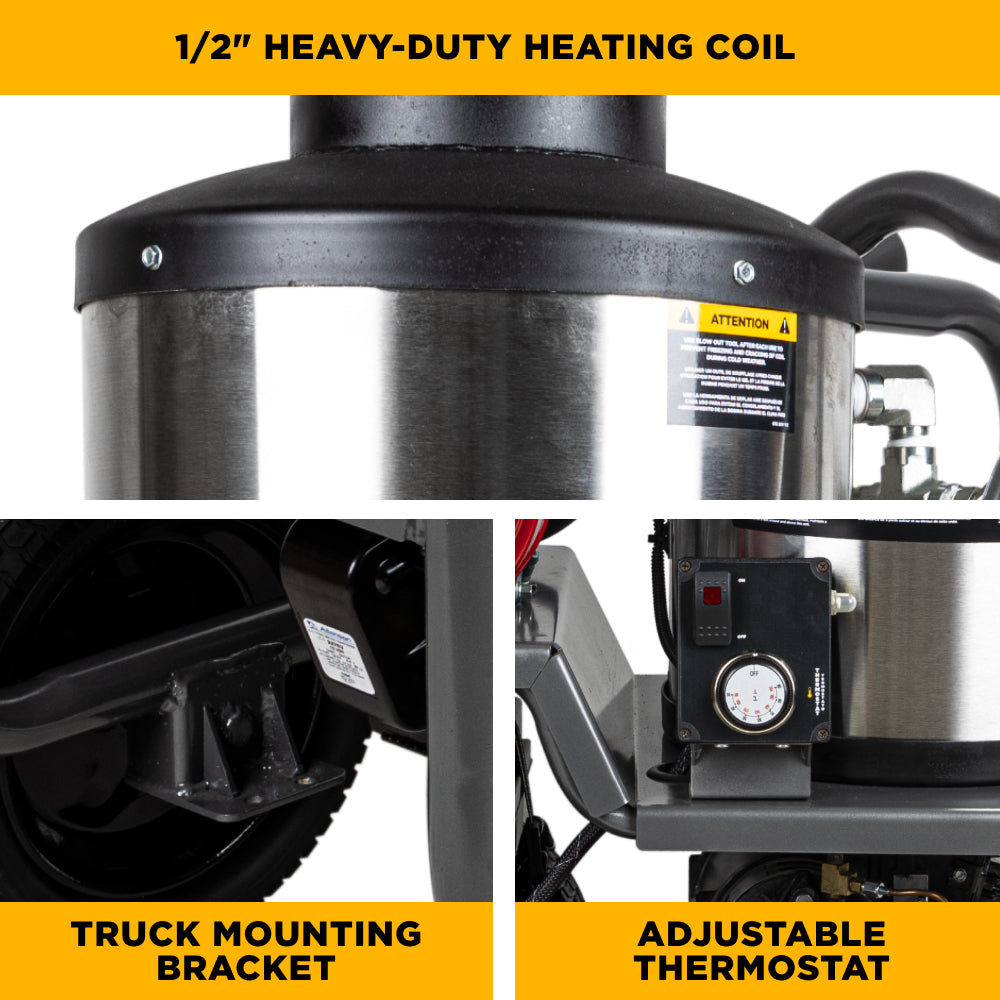 Nettoyeur haute pression à eau chaude de 2 700 PSI - 2,8 GPM avec moteur Honda GX200 et pompe General Triplex