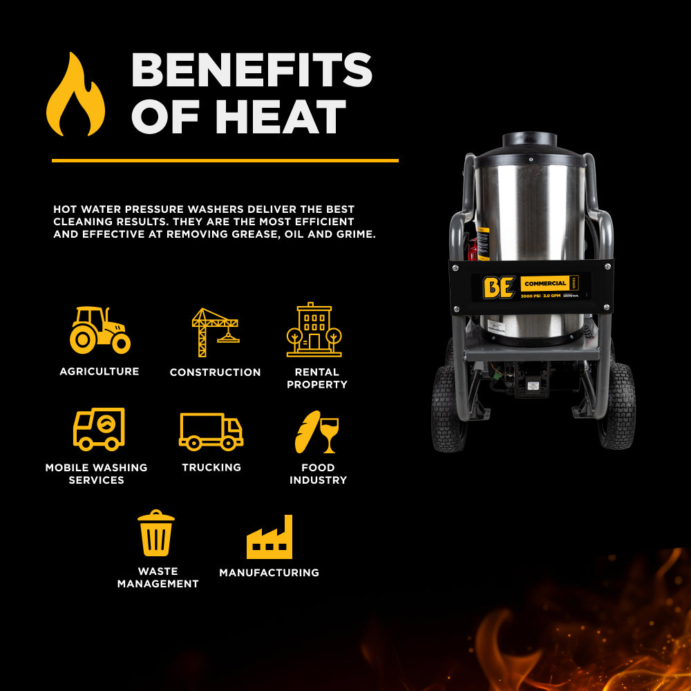 Nettoyeur haute pression à eau chaude de 2 700 PSI - 2,8 GPM avec moteur Honda GX200 et pompe General Triplex
