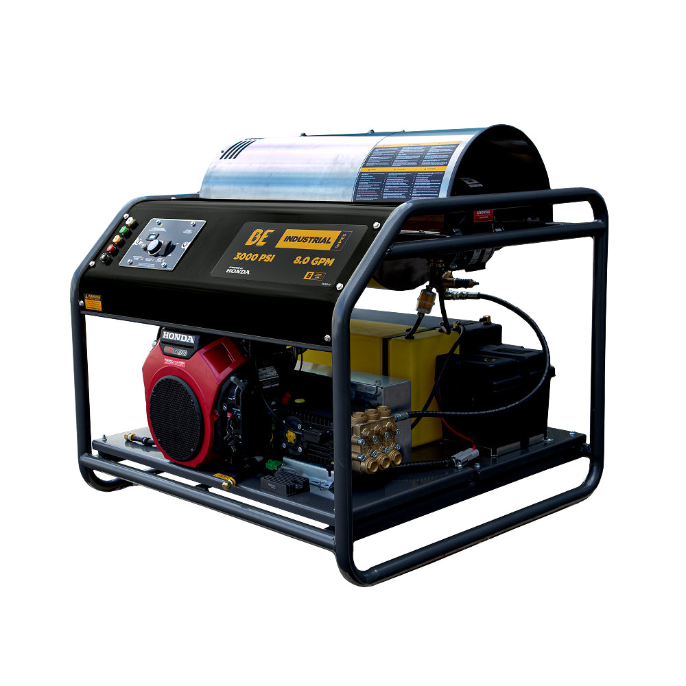 Nettoyeur haute pression à eau chaude de 3 000 PSI - 8,0 GPM avec moteur Honda GX690 et pompe General Triplex