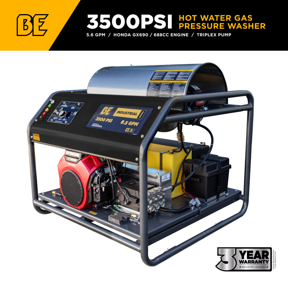 Nettoyeur haute pression à eau chaude de 3 500 PSI - 5,6 GPM, moteur Honda GX690 et pompe General Triplex