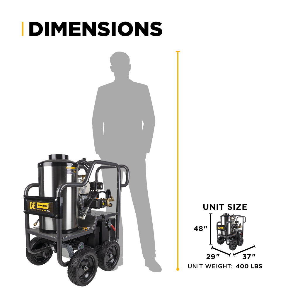 3,600 PSI - 2.5 GPM Hot Water Pressure Washer - HW3665HA