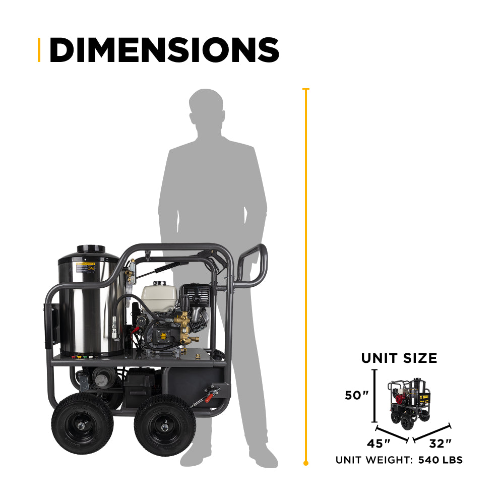 4,200 PSI - 4.2 GPM Hot Water Pressure Washer with Honda GX390 Engine and CP Triplex Pump - HW4213HA