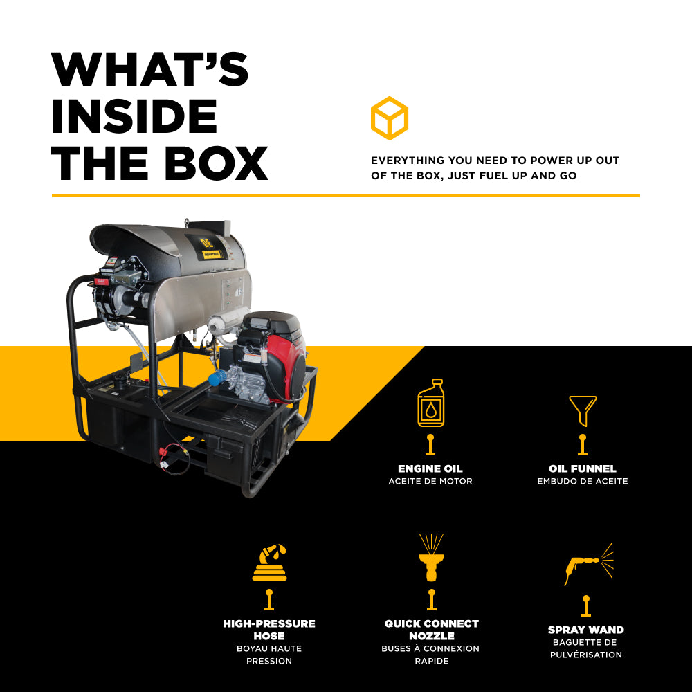 3,000 PSI 10 GPM Hot Water Gas Pressure Washer Skid with General Triplex Pump - SE5815HIHZGP