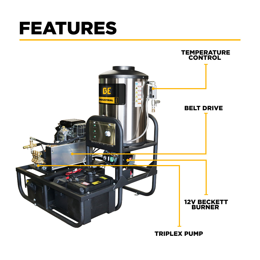 3,500 PSI 5.2 GPM Hot Water Skid Pressure Washer with General Triplex Pump - Z5535GPBDV