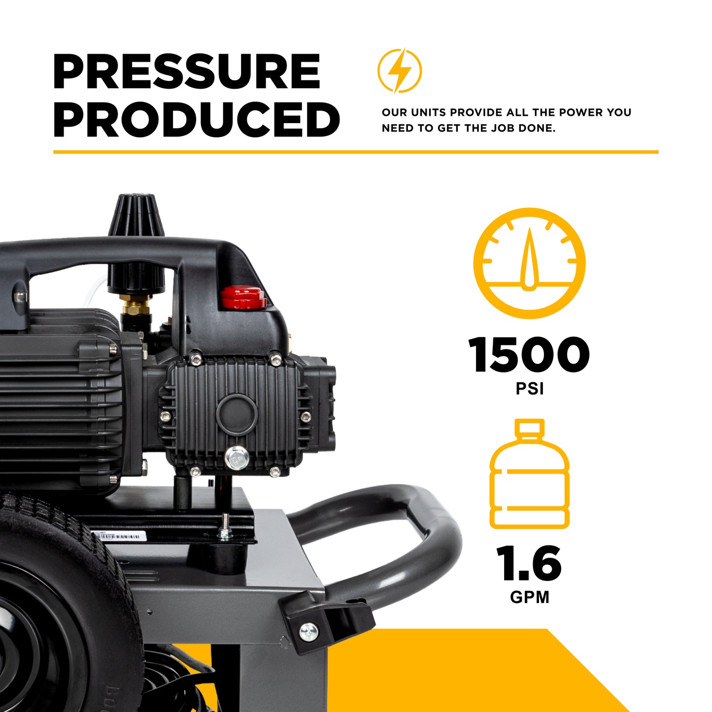 Nettoyeur haute pression électrique de 1 500 PSI - 1,6 GPM avec moteur Powerease et pompe Triplex