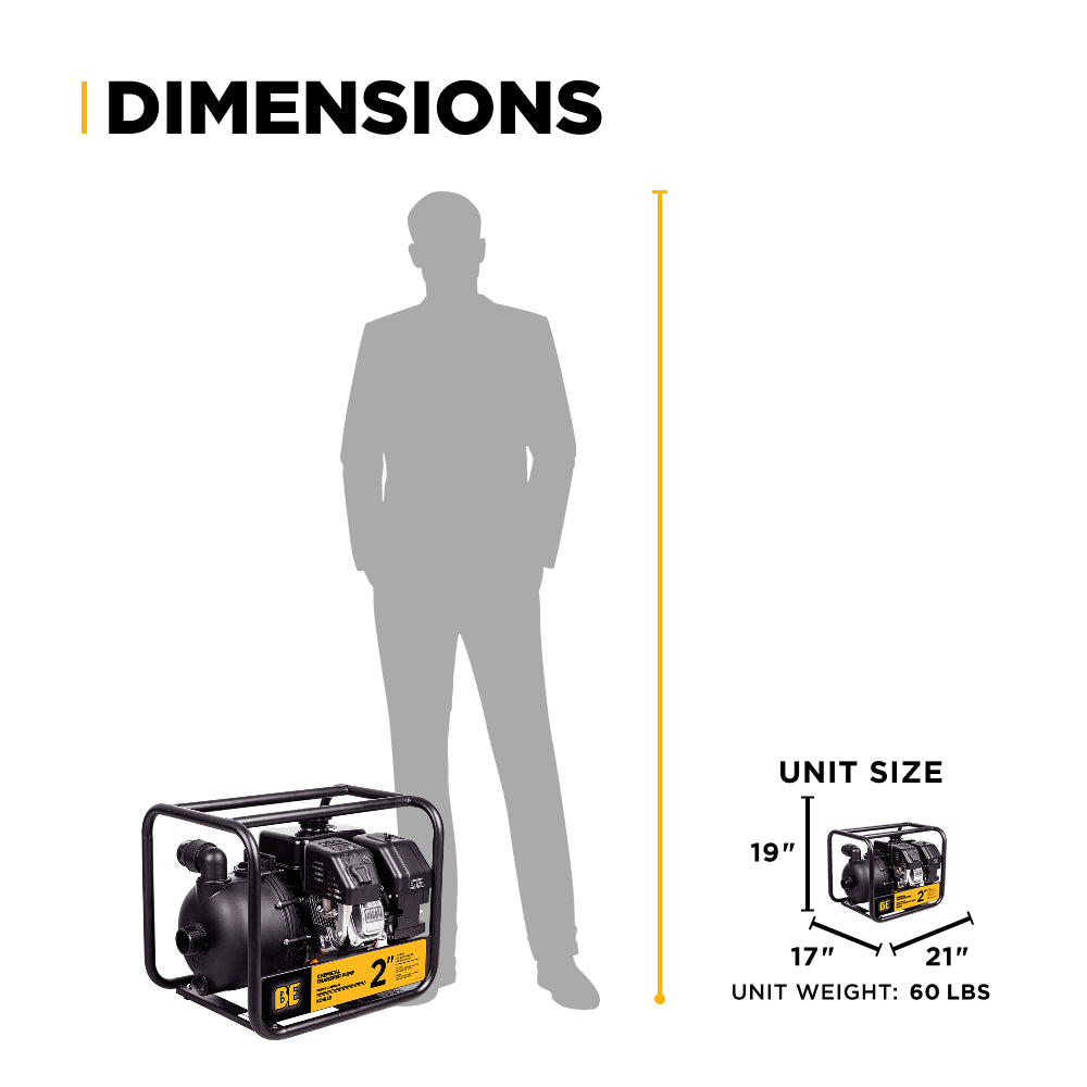 Pompe de transfert de produits chimiques de 2 po avec moteur Kohler SH270