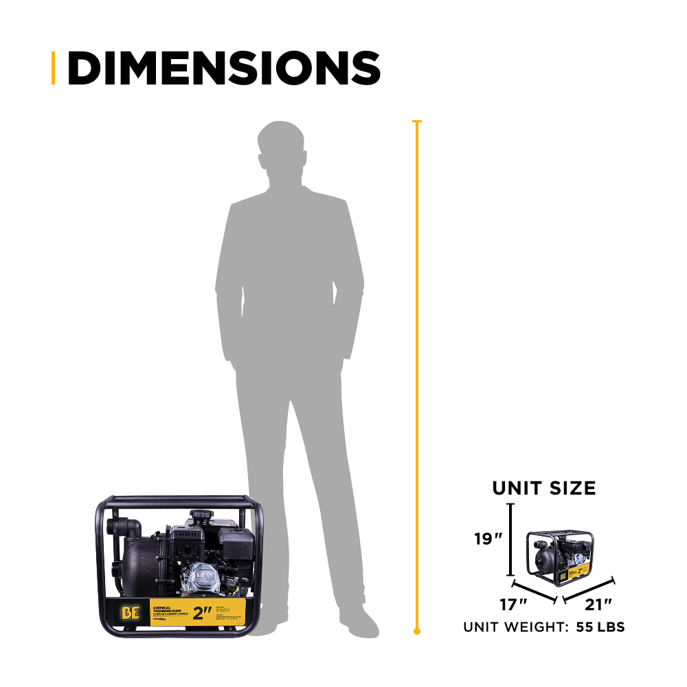 Pompe de transfert de produits chimiques de 2 po avec moteur Powerease 225