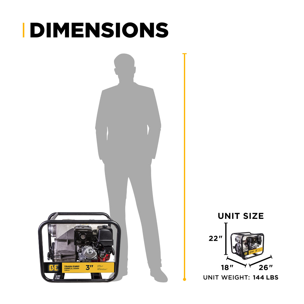Pompe de transfert de déchets de 3 pouces avec moteur Honda GX390
