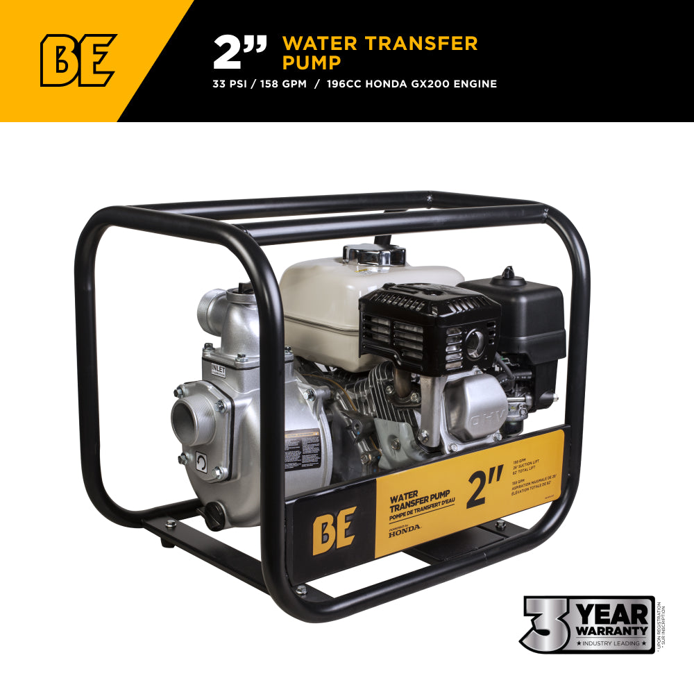Pompe de transfert d'eau de 2" avec moteur Honda GX200