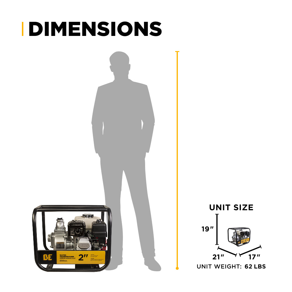 Pompe de transfert d'eau de 2" avec moteur Honda GX200
