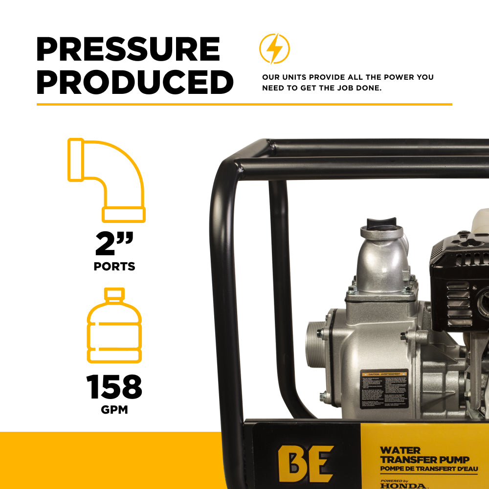 Pompe de transfert d'eau de 2" avec moteur Honda GX200