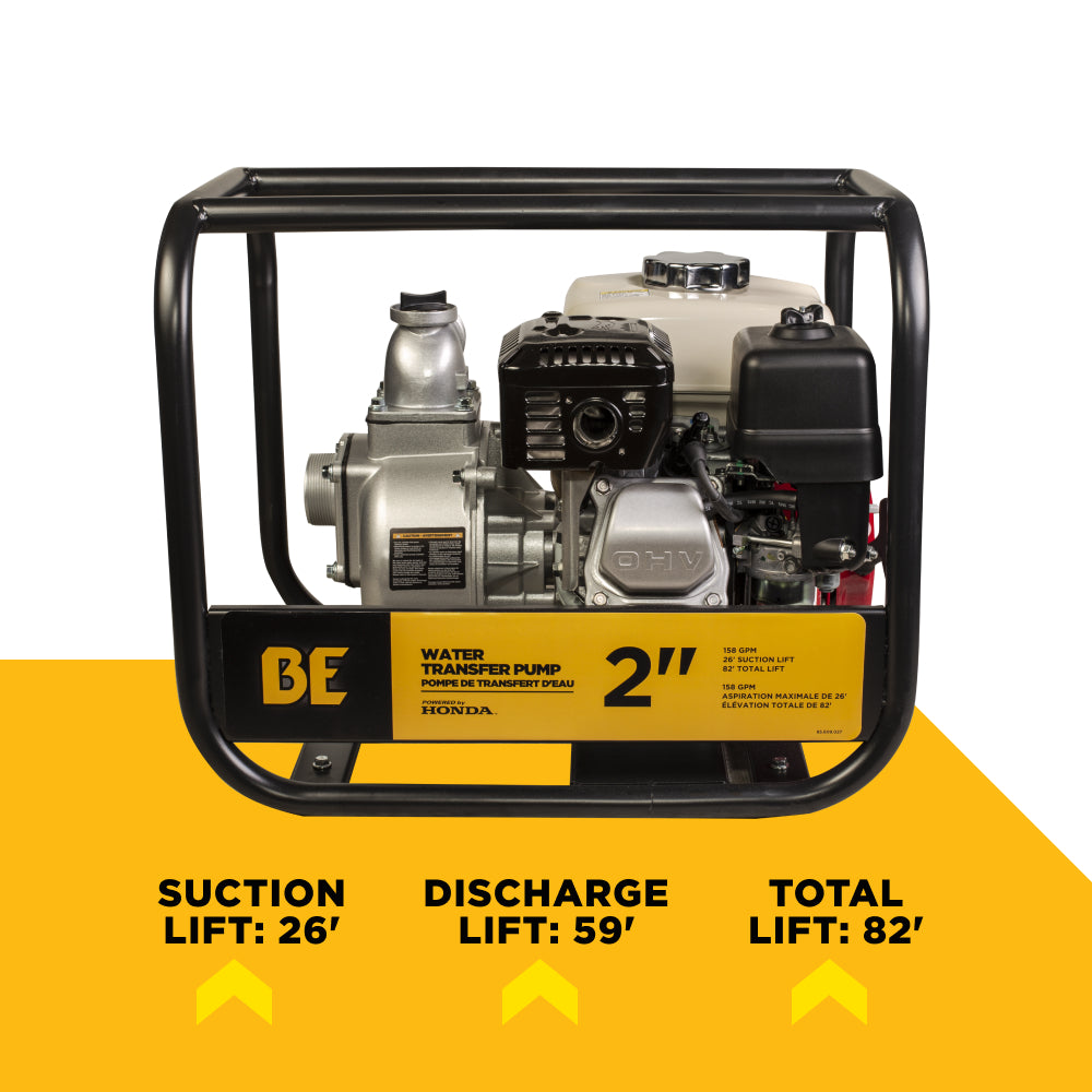 Pompe de transfert d'eau de 2" avec moteur Honda GX200