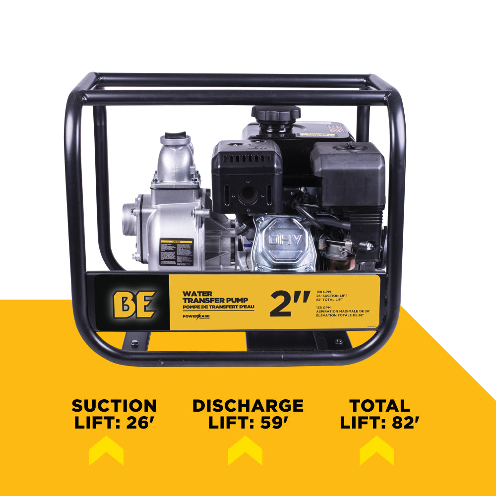 Pompe de transfert d'eau de 2" avec moteur Powerease 225