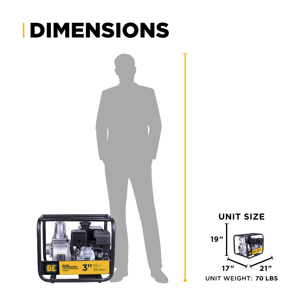 Pompe de transfert d'eau de 3" avec moteur Powerease 225