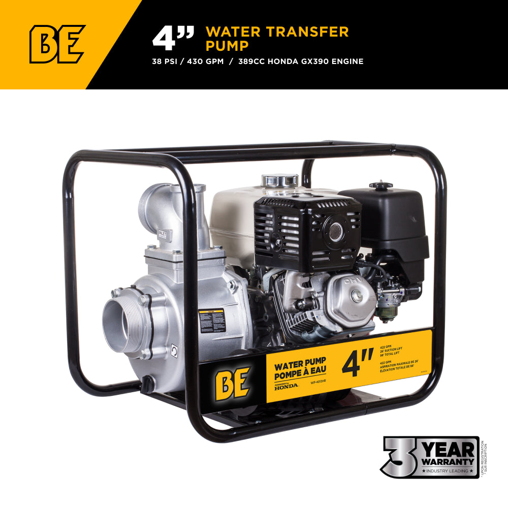 Pompe de transfert d'eau de 4" avec moteur Honda GX390