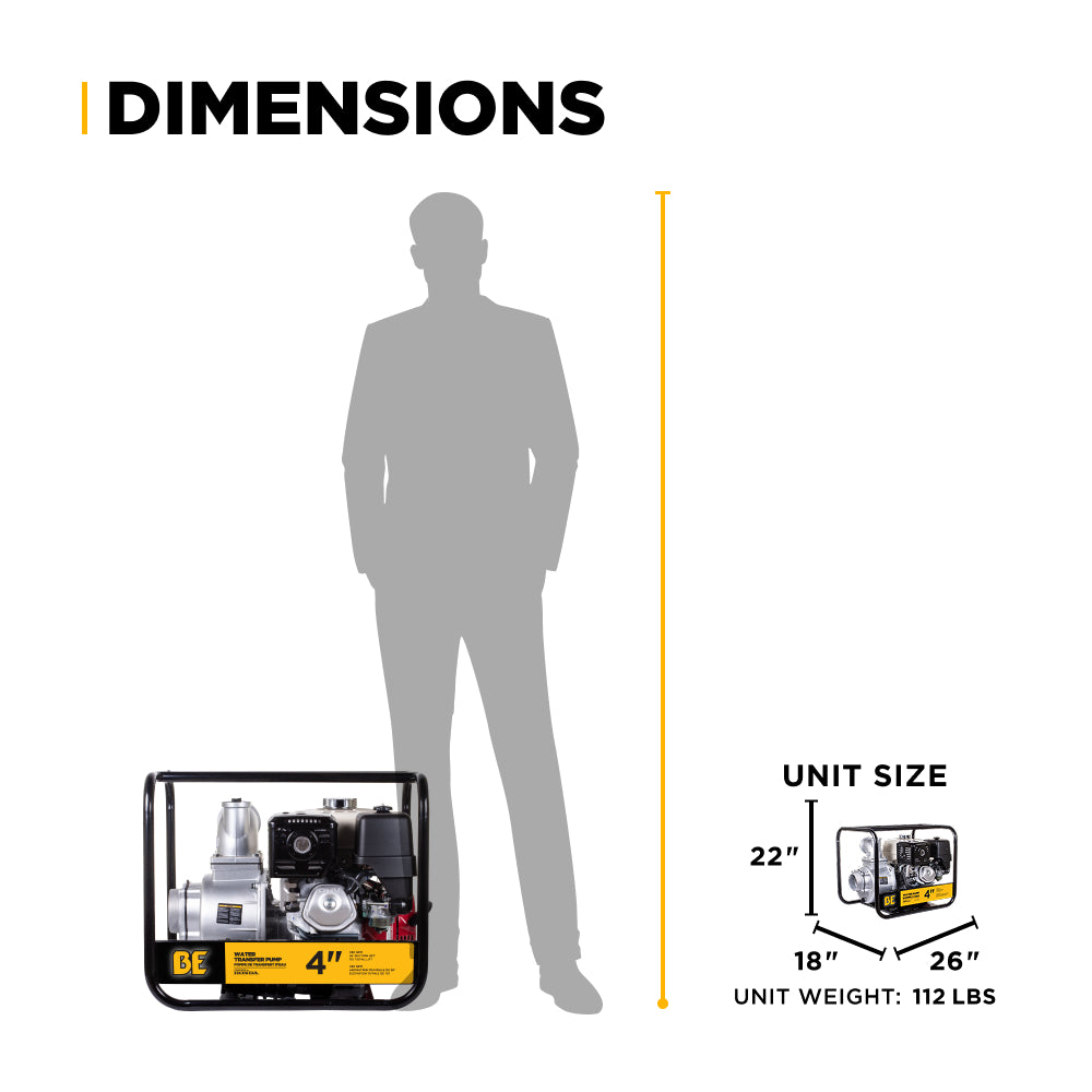 Pompe de transfert d'eau de 4" avec moteur Honda GX390