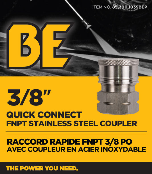 Raccord rapide 3/8" FNPT en acier inoxydable