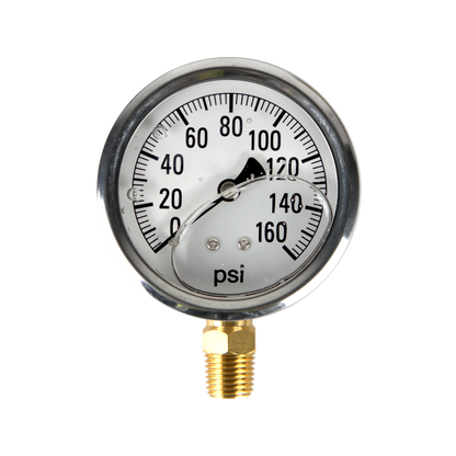 Brass Glycerin Gauge 2-1/2" Dial 1/4" MNPT 160 PSI