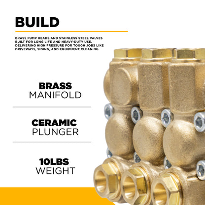 Centurion P3+ Direct Drive Triplex 3100PSI 3.1GPM Pressure Washer Pump - 85.129.105B