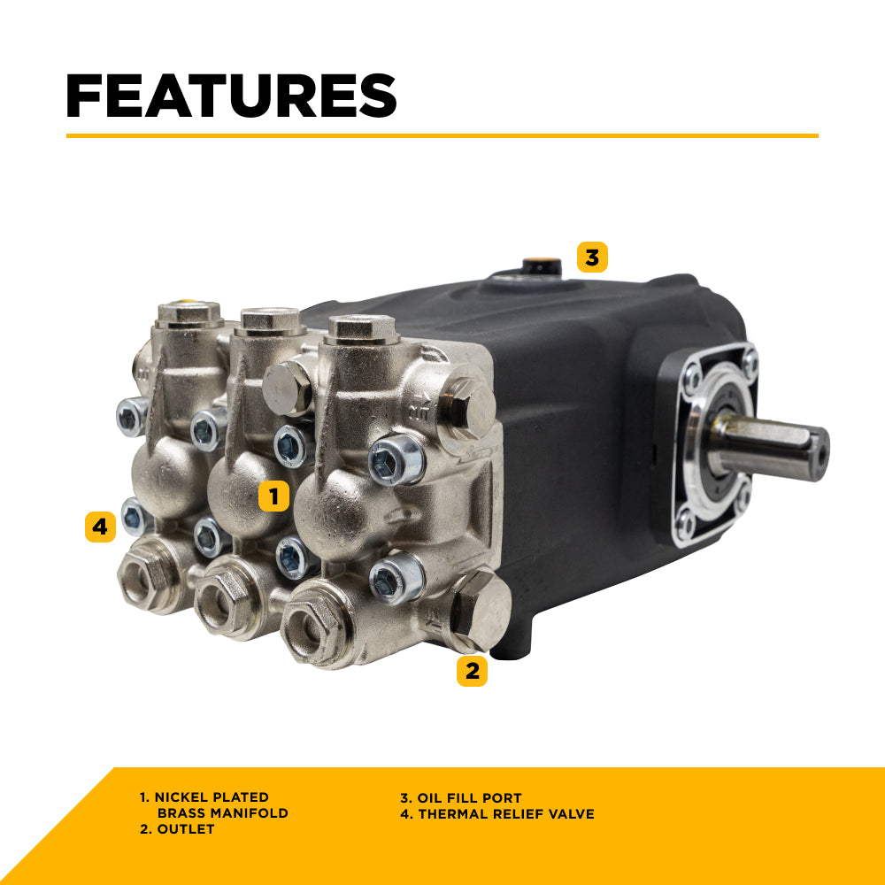 Centurion P8 Belt Drive Triplex 4000 PSI 4.0 GPM Pressure Washer Bare Pump – 85.120.106B