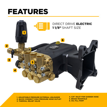 Centurion P4+ Direct Drive Triplex 3500 PSI 4.6 GPM Pressure Washer Bare Pump – 85.120.133B