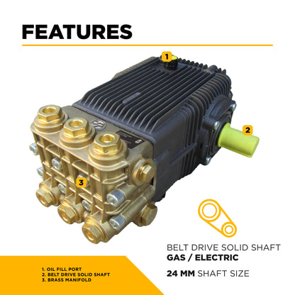 Centurion P11 Belt Drive Triplex 5100 PSI 5.2 GPM Pressure Washer Bare Pump – 85.120.159B