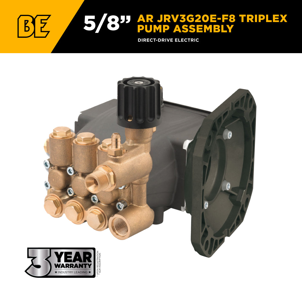 AR JRV3G20E-F8 Pump Assembly – 3.0 GPM, 2,000 PSI, 5/8” Shaft