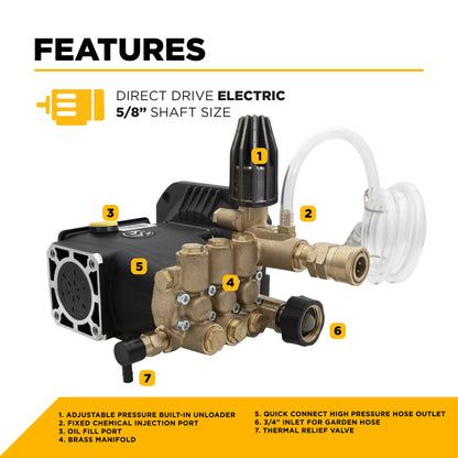 Centurion  CTE1 Direct Drive Triplex 2500PSI 2.5GPM Pressure Washer Pump - 85.129.183B
