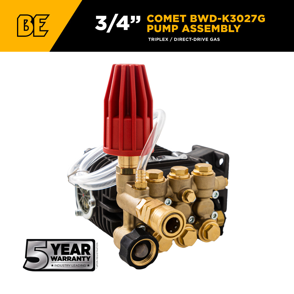 Comet BWD-K3027G Pump Assembly – 3.0 GPM, 2,700 PSI, 3/4" Shaft