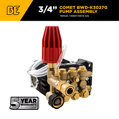 Comet BWD-K3027G Pump Assembly – 3.0 GPM, 2,700 PSI, 3/4" Shaft