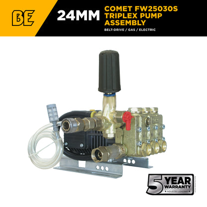 Comet FW25030S Pump Assembly – 5.0 GPM, 3,000 PSI, 24 mm Shaft