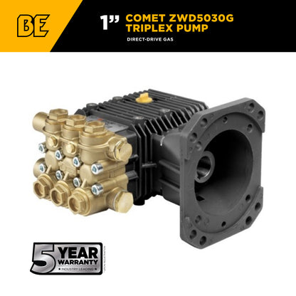 Comet ZWD5030G Triplex Pump – 5.1 GPM, 3,000 PSI, 1" Shaft