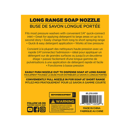 65° 1/4" Quick Connect Long Range & Short Range Soap Nozzle - 4.0 Orifice