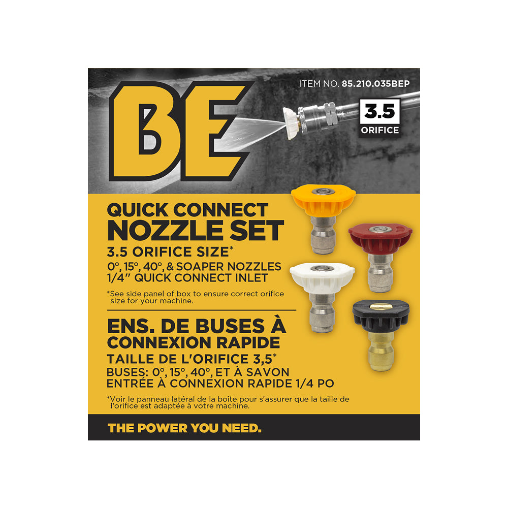 Ensemble de buses à connexion rapide pour nettoyeur haute pression 3,5 pouces avec buses à 0°, 15°, 40° et savonneuse