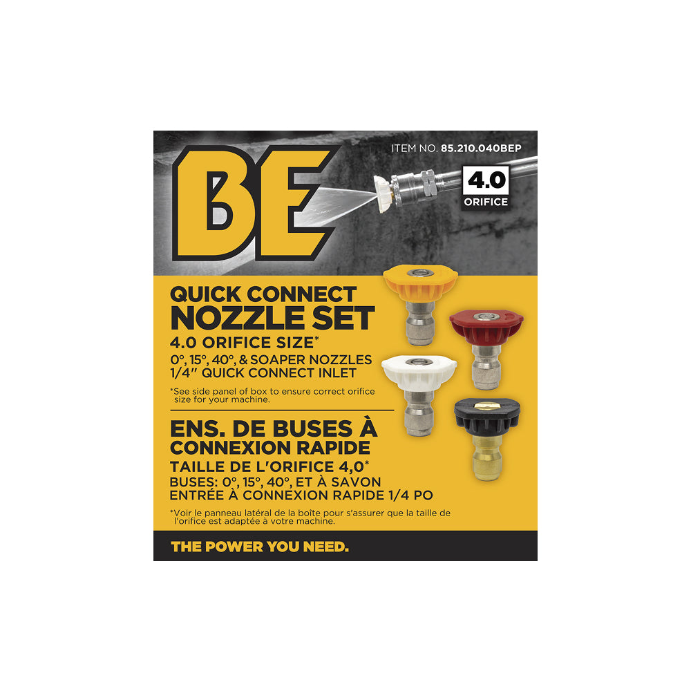 4.0 Quick Connect Pressure Washer Nozzle Set with 0°, 15°, 40° and Soaper