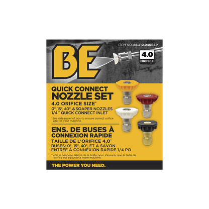 4.0 Quick Connect Pressure Washer Nozzle Set with 0°, 15°, 40° and Soaper