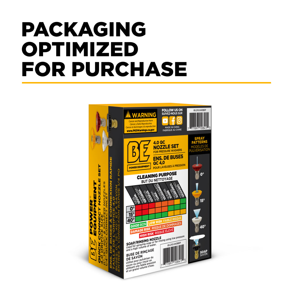 4.0 Quick Connect Pressure Washer Nozzle Set with 0°, 15°, 40° and Soaper
