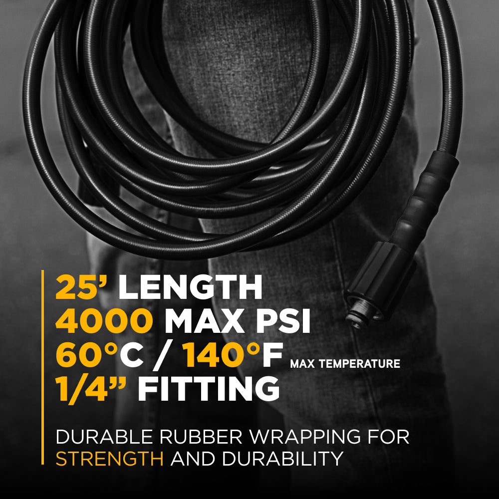 25' 4000PSI 1/4" Rubber Hose