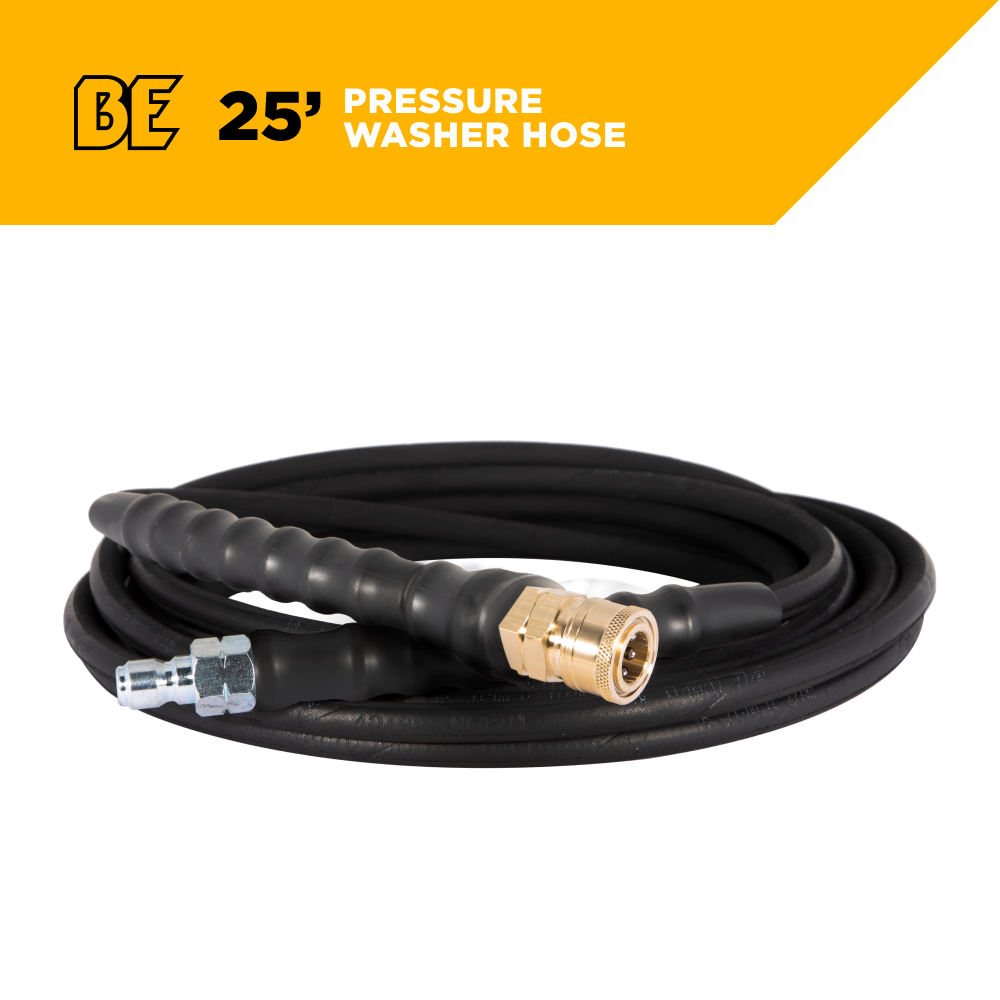 25' x 1/4" 4000 PSI Steel Braid Pressure Washer Hose with Quick Connect Fittings