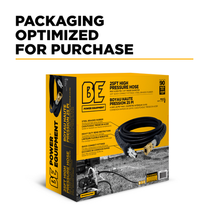 25' x 1/4" 4000 PSI Steel Braid Pressure Washer Hose with Quick Connect Fittings
