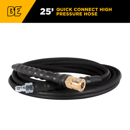 Tuyau de nettoyeur haute pression tressé en acier de 25 pi x 1/4 po, 4 000 lb/po², avec raccords à connexion rapide